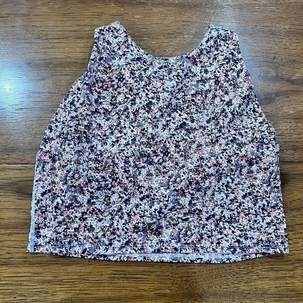 Athleta Conscious Crop Top Womens Medium Pink Speckled Printed Sports Bra Tank